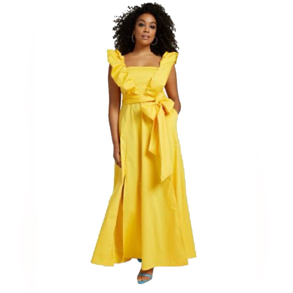 New York & Company Yellow Maxi Dress